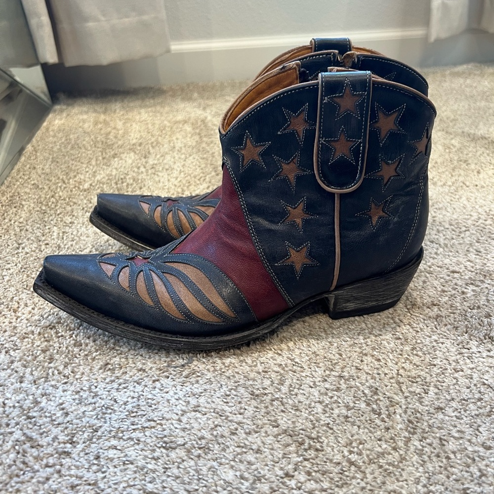 Old Gringo Women’s Western Ankle Boots in Navy, Red & Brown